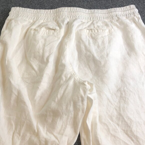 Athleta Jogger Womens Size 18 White Cabo Linen Zip Pockets Elastic Waist Beach - Picture 9 of 11